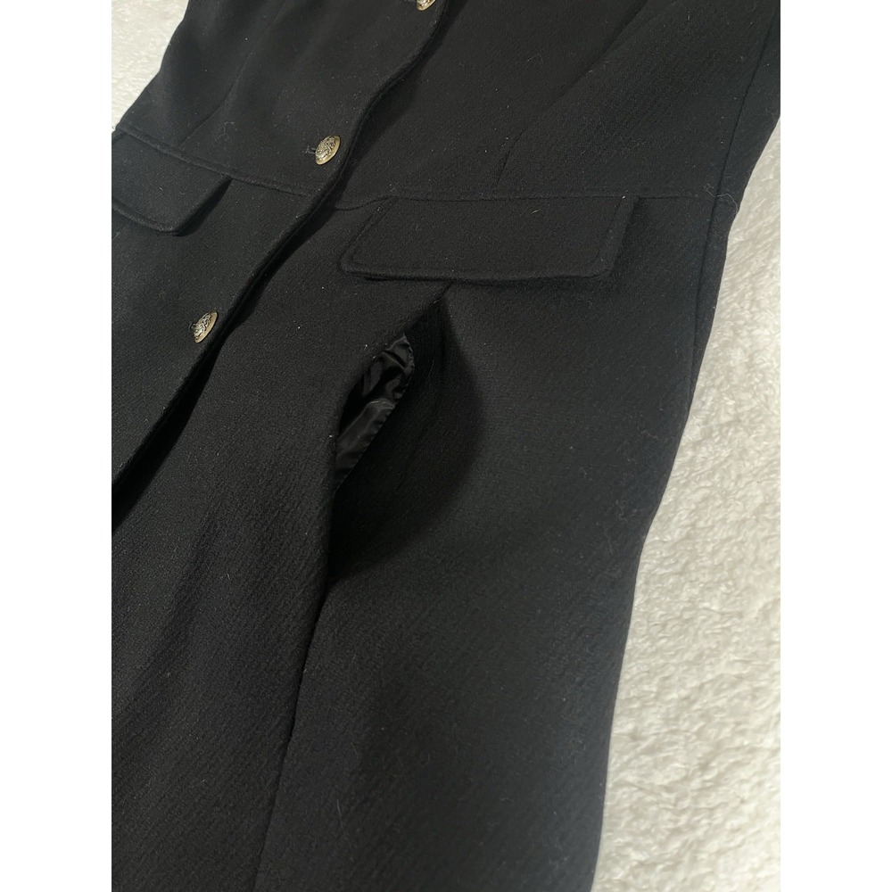 Lauren Ralph Lauren Black Wool Blend Peacoat Military Long Jacket Women's Sz 16 - Picture 10 of 14